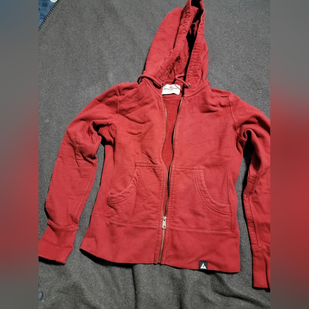 American Giant Full Zip Hoodie- Size Small Rust Orange